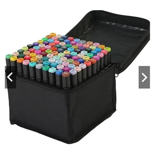 Kit de marcadores artísticos coloridos em estojo para desenhos e ilustrações