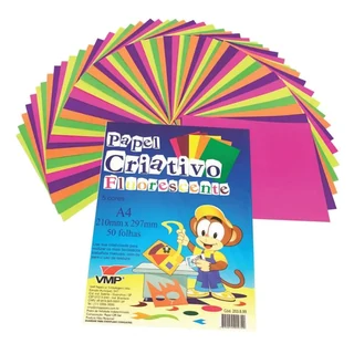 Kit de papéis coloridos fluorescentes para recorte colagem e trabalhos criativos