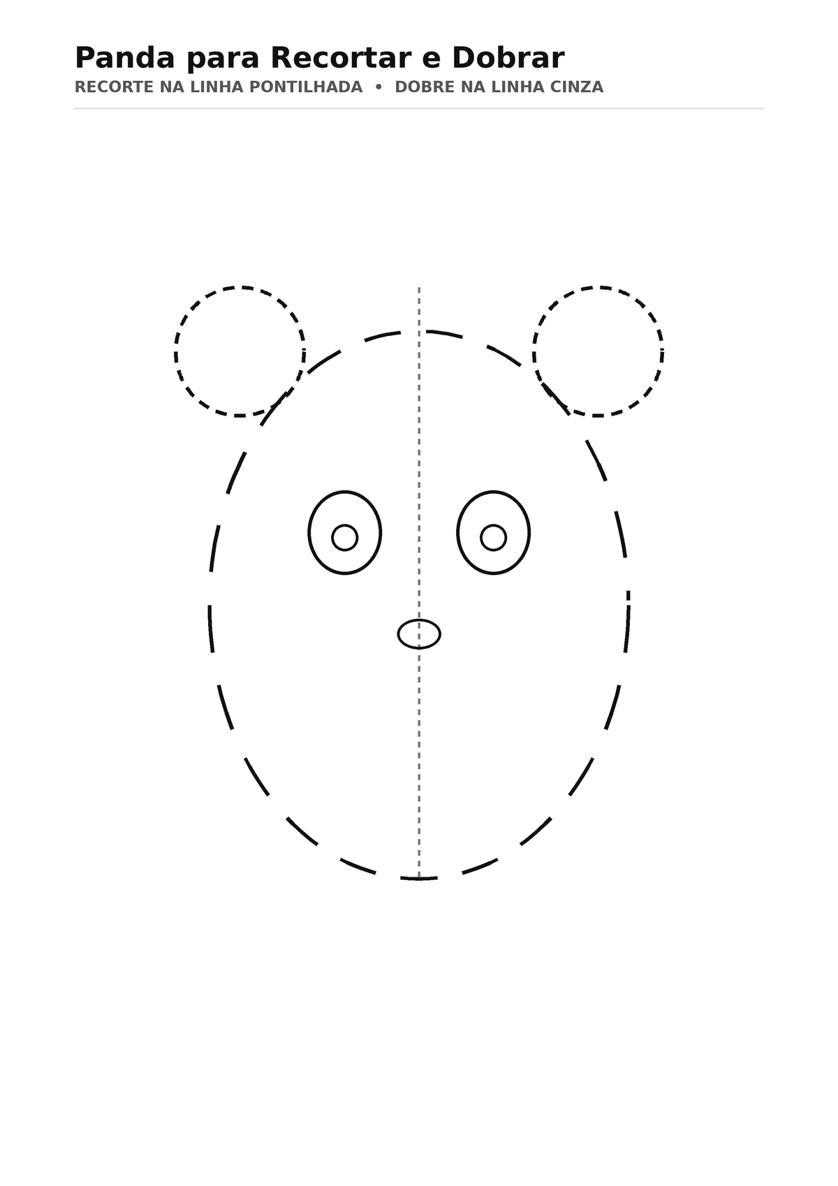 Molde pontilhado de panda para imprimir recortar e dobrar