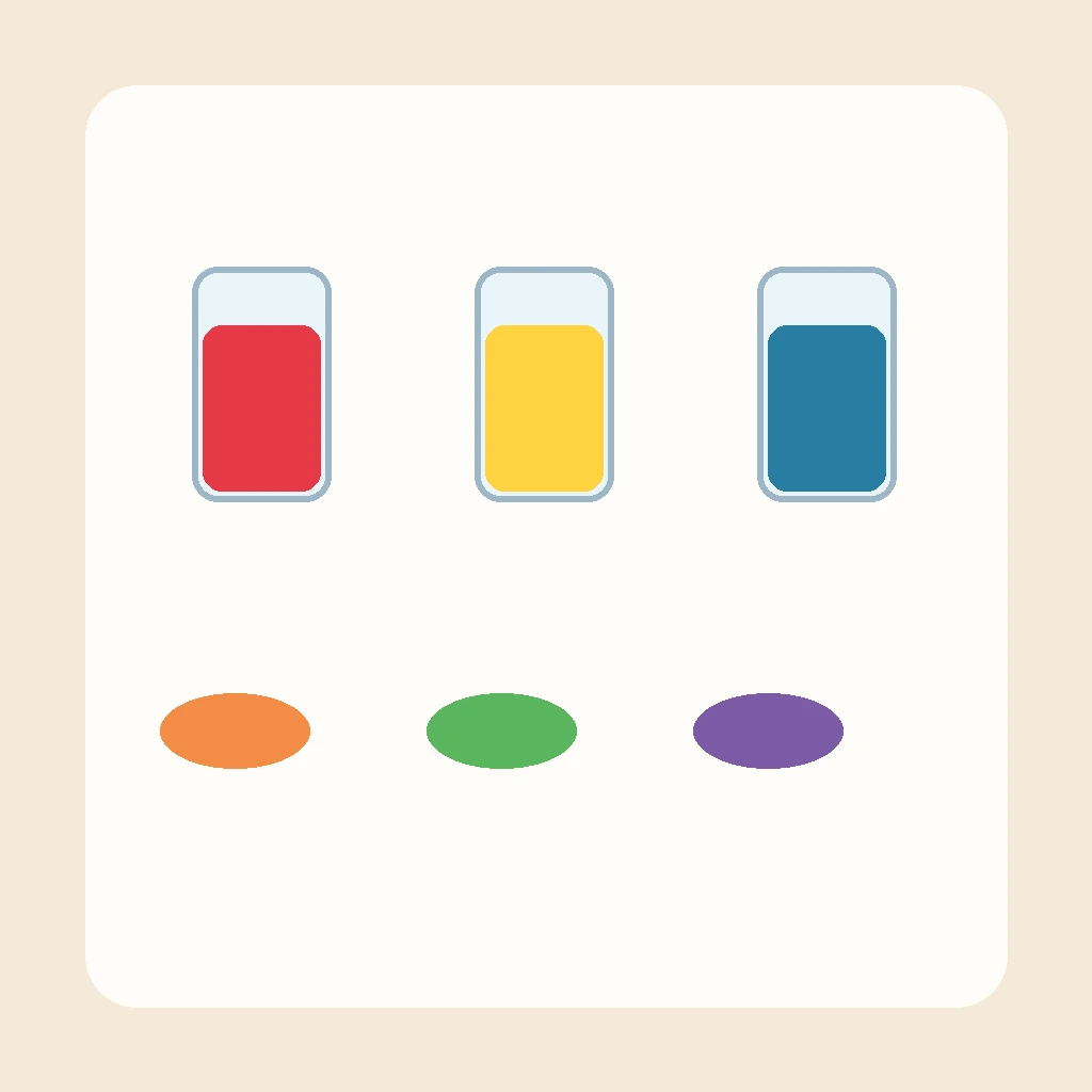 Experimento infantil de mistura de cores em recipientes transparentes