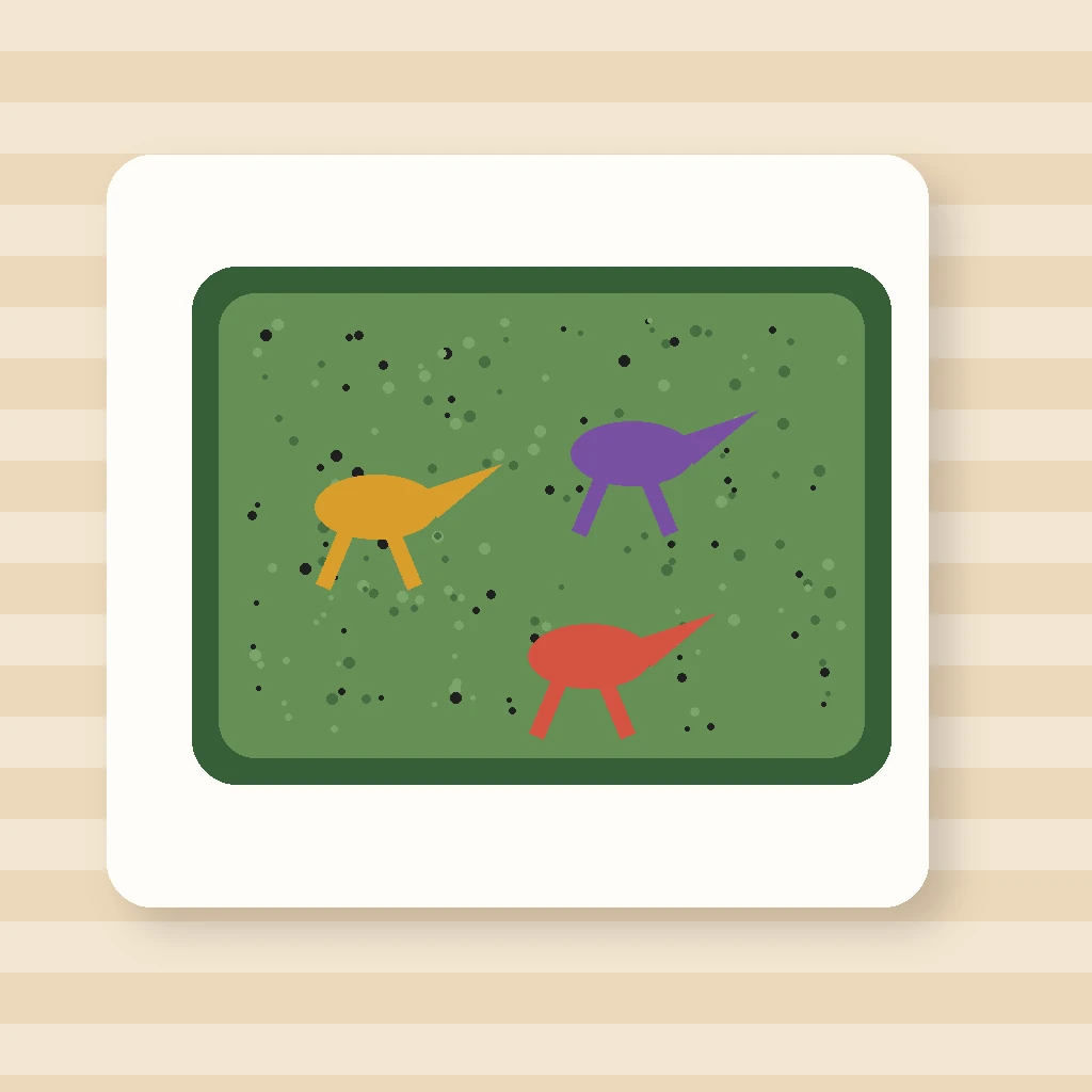 Pântano sensorial verde com pequenos dinossauros para atividade infantil