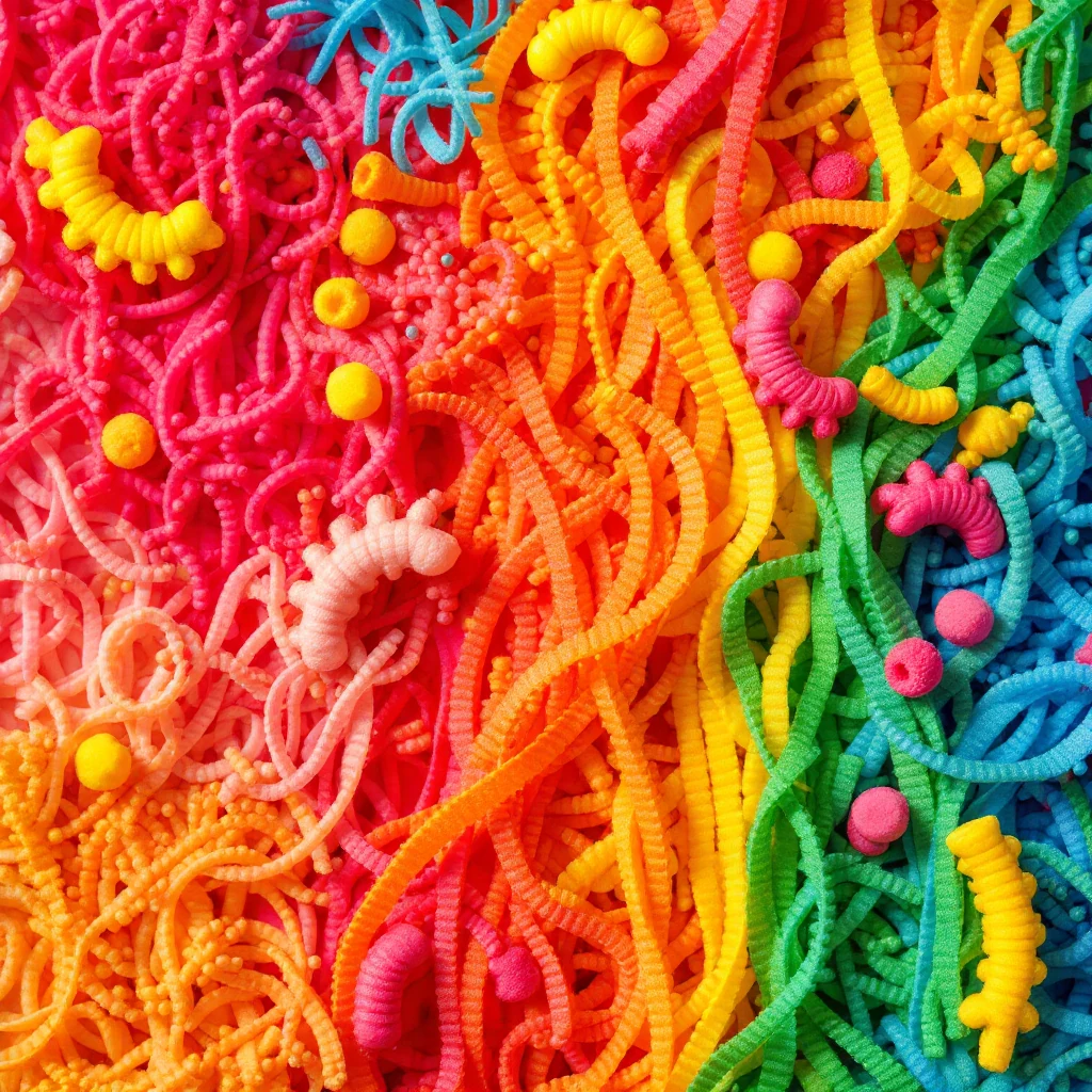 Bandeja com espaguete colorido para exploração sensorial infantil supervisionada