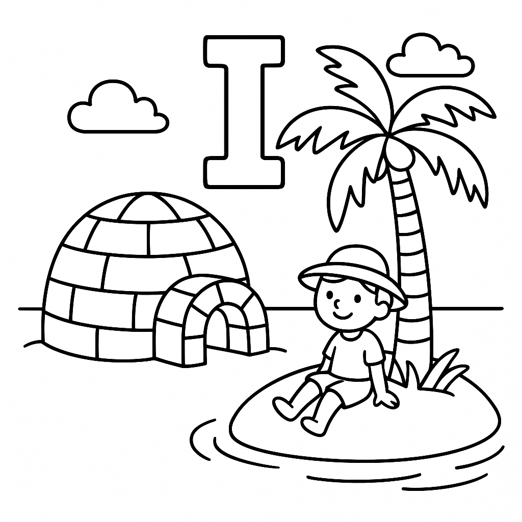 Letra I de Igloo e Ilha