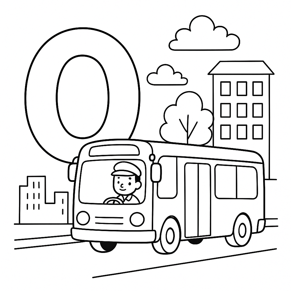 Letra O de Ônibus na Cidade