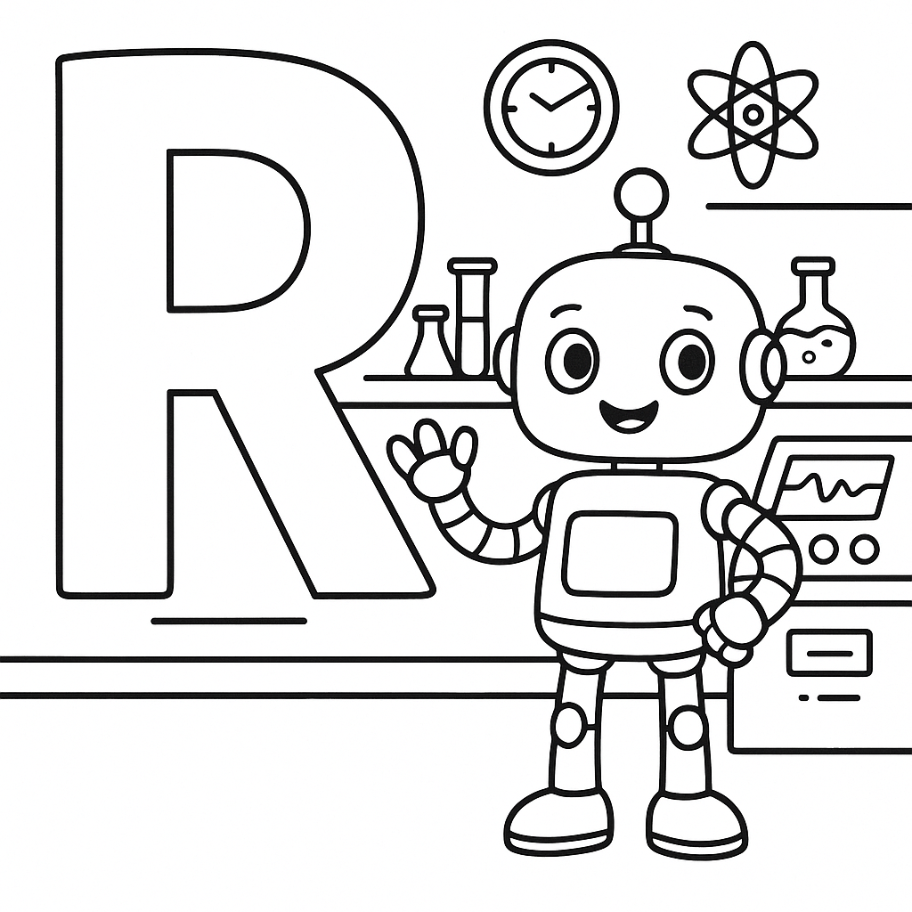 Letra R de Robô no Laboratório