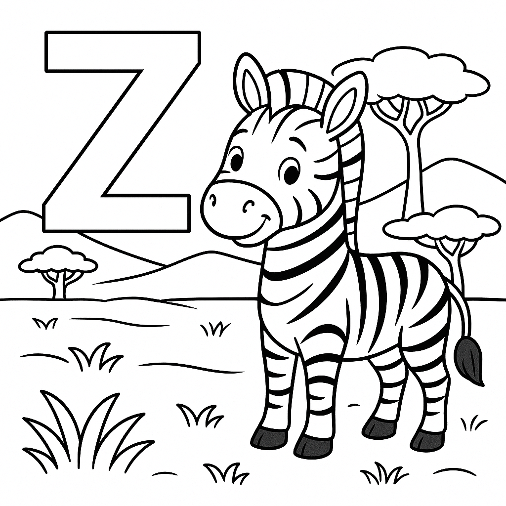 Letra Z de Zebra no Safári