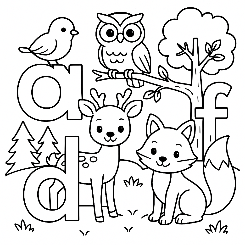 Letras Minúsculas com Animais da Floresta