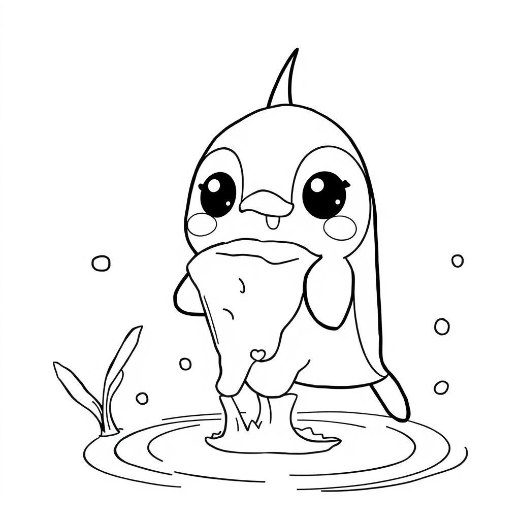 Baleia Kawaii com Jato de Água