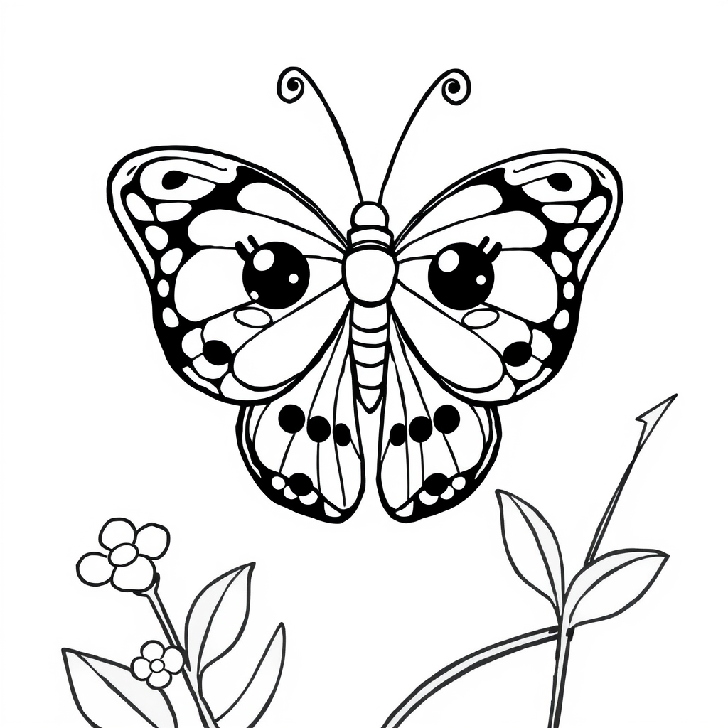 Borboleta Kawaii no Jardim