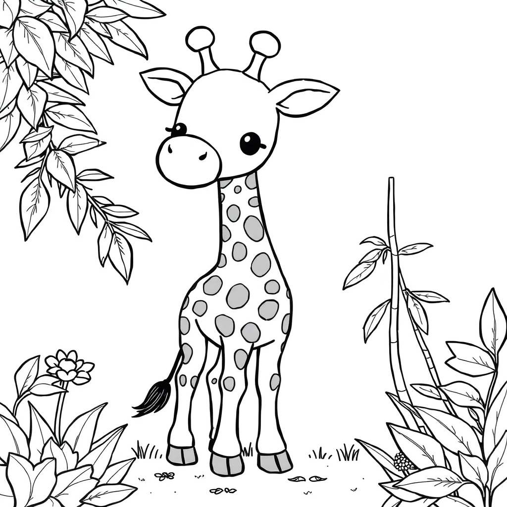 Girafinha Kawaii no Jardim