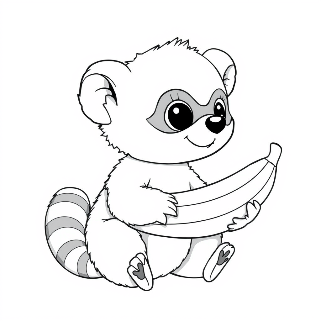 Macaco Kawaii com Banana
