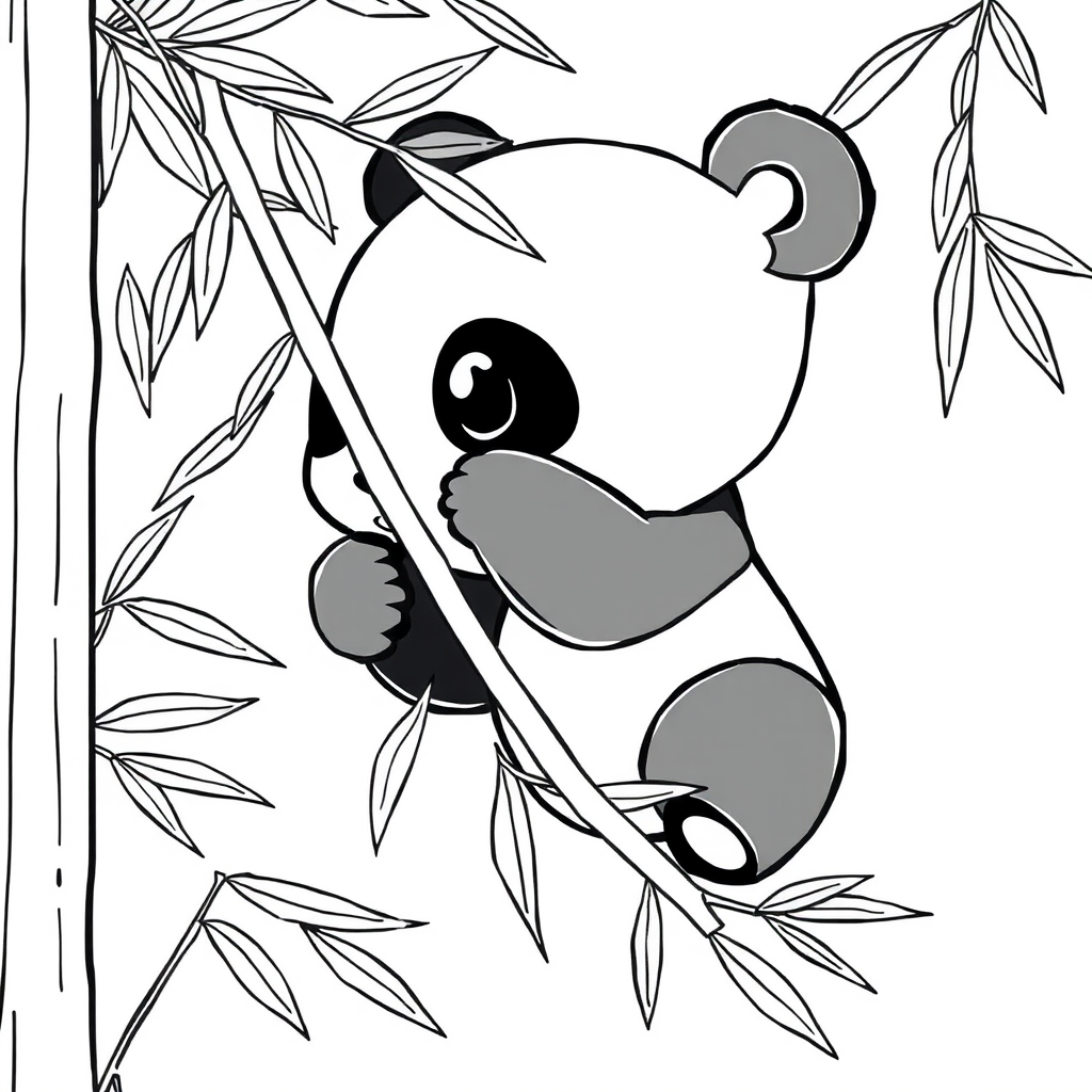 Panda Kawaii Segurando Bambu