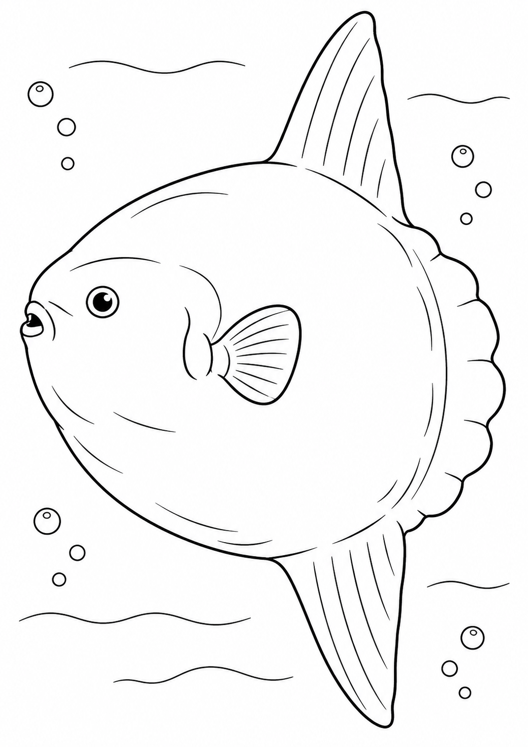 Peixe-Lua Nadando em Mar Aberto