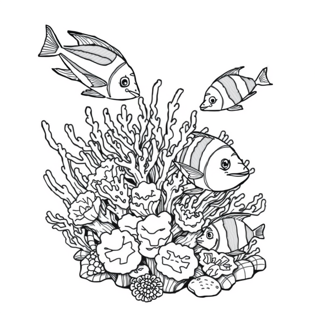 Recife de Coral com Peixes Tropicais