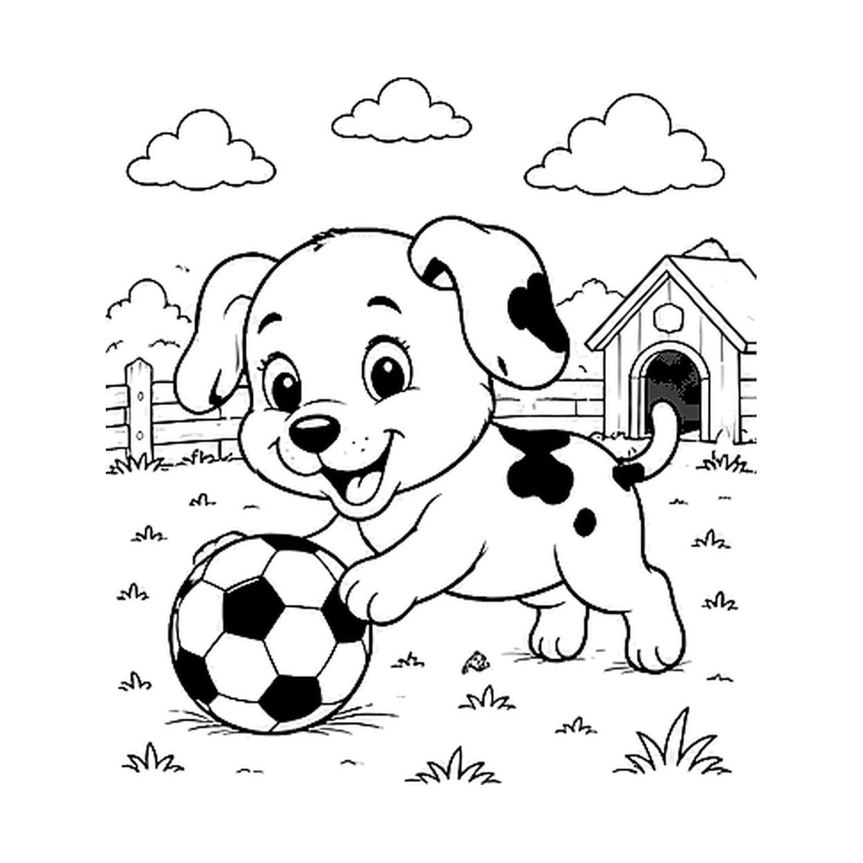 Cachorrinho Brincando com Bola de Futebol