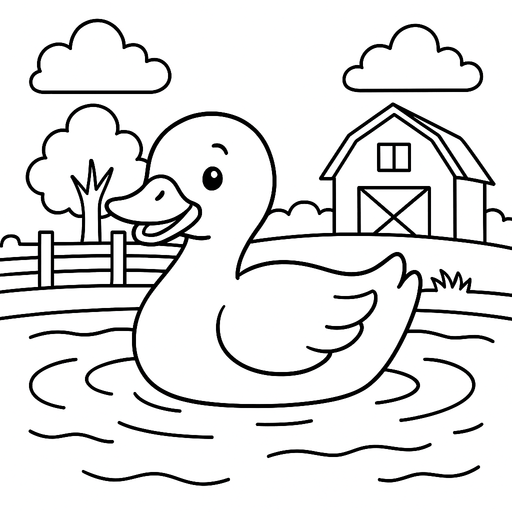 Pato Nadando no Lago da Fazenda