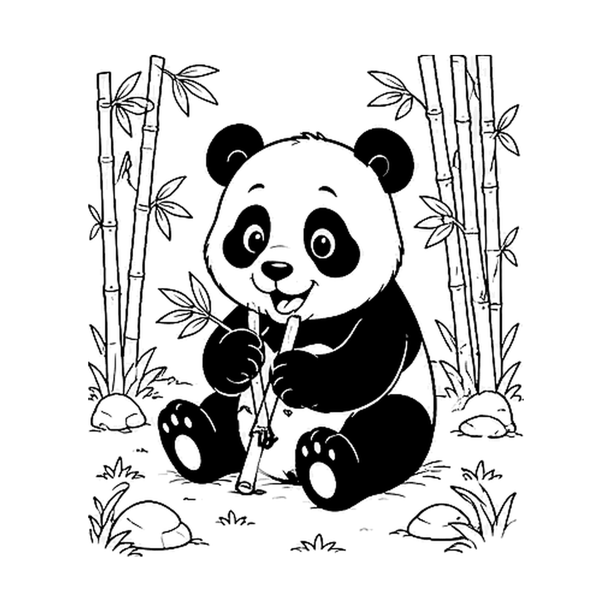 Urso Panda Comendo Bambu