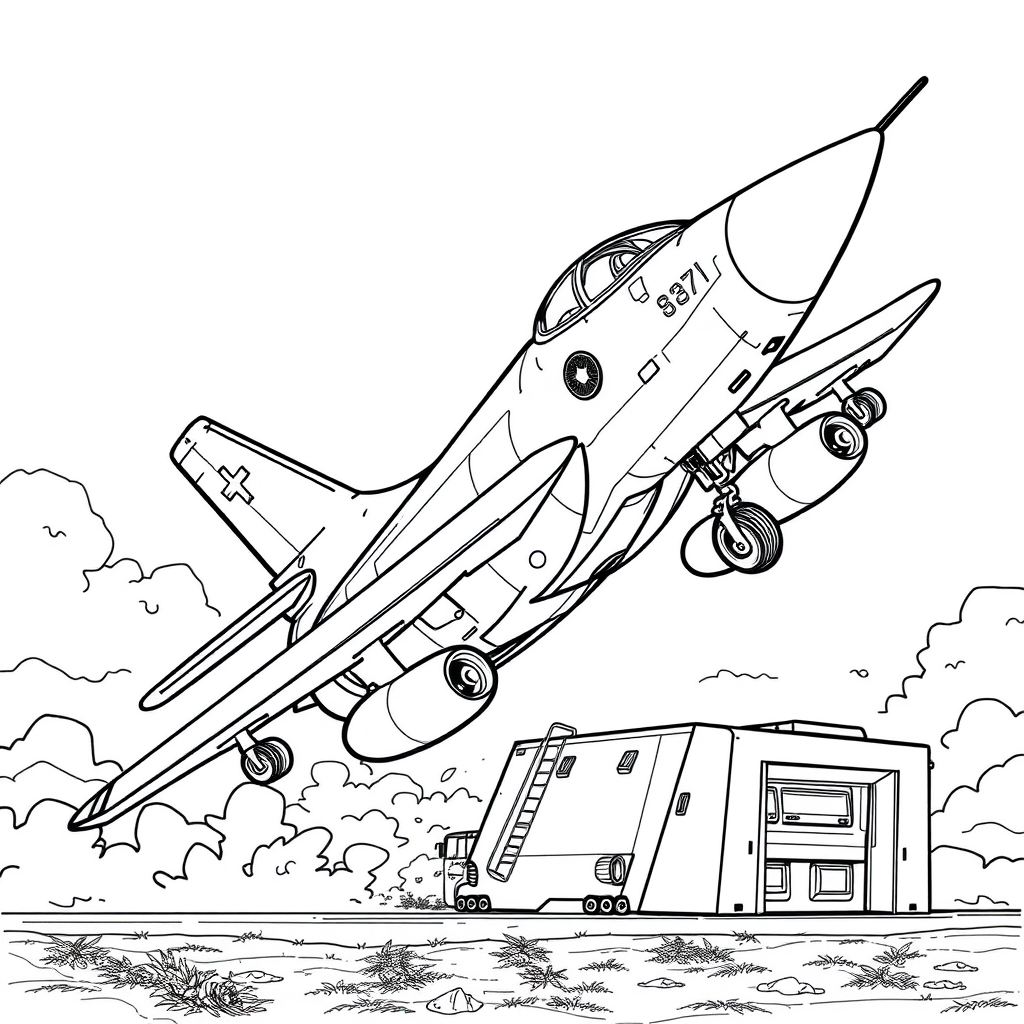 Avião Militar Decolando de uma Base