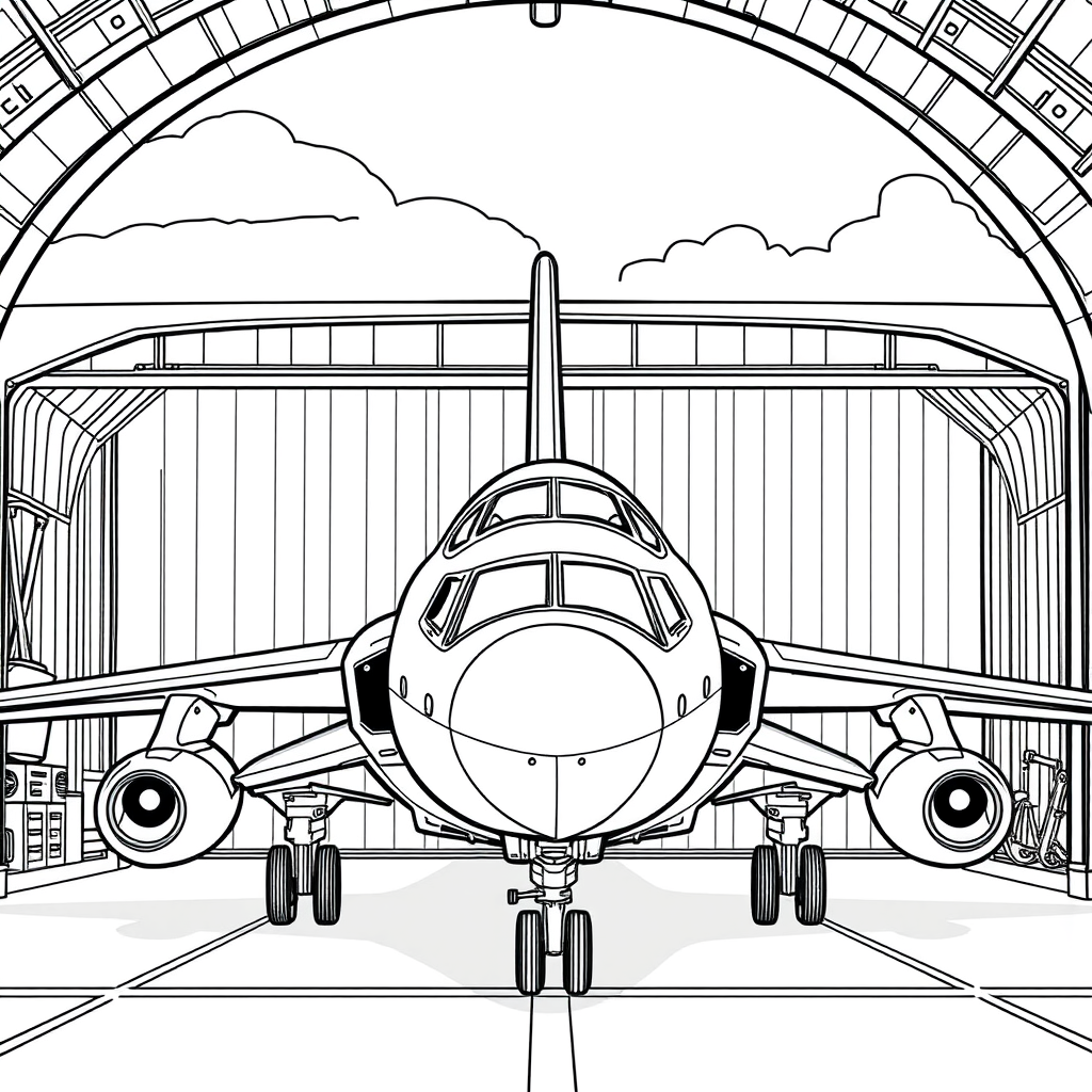 Avião Militar em um Hangar