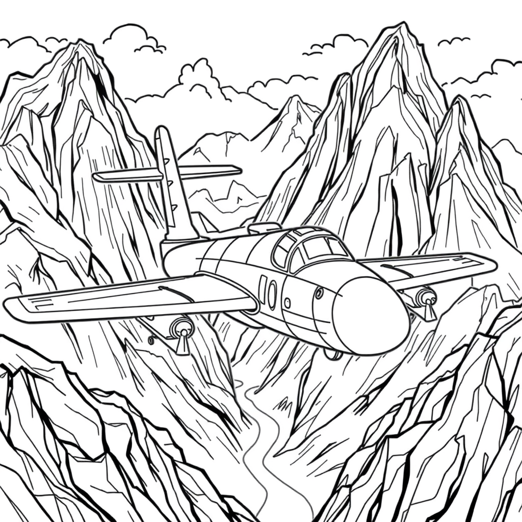 Avião Militar entre Montanhas