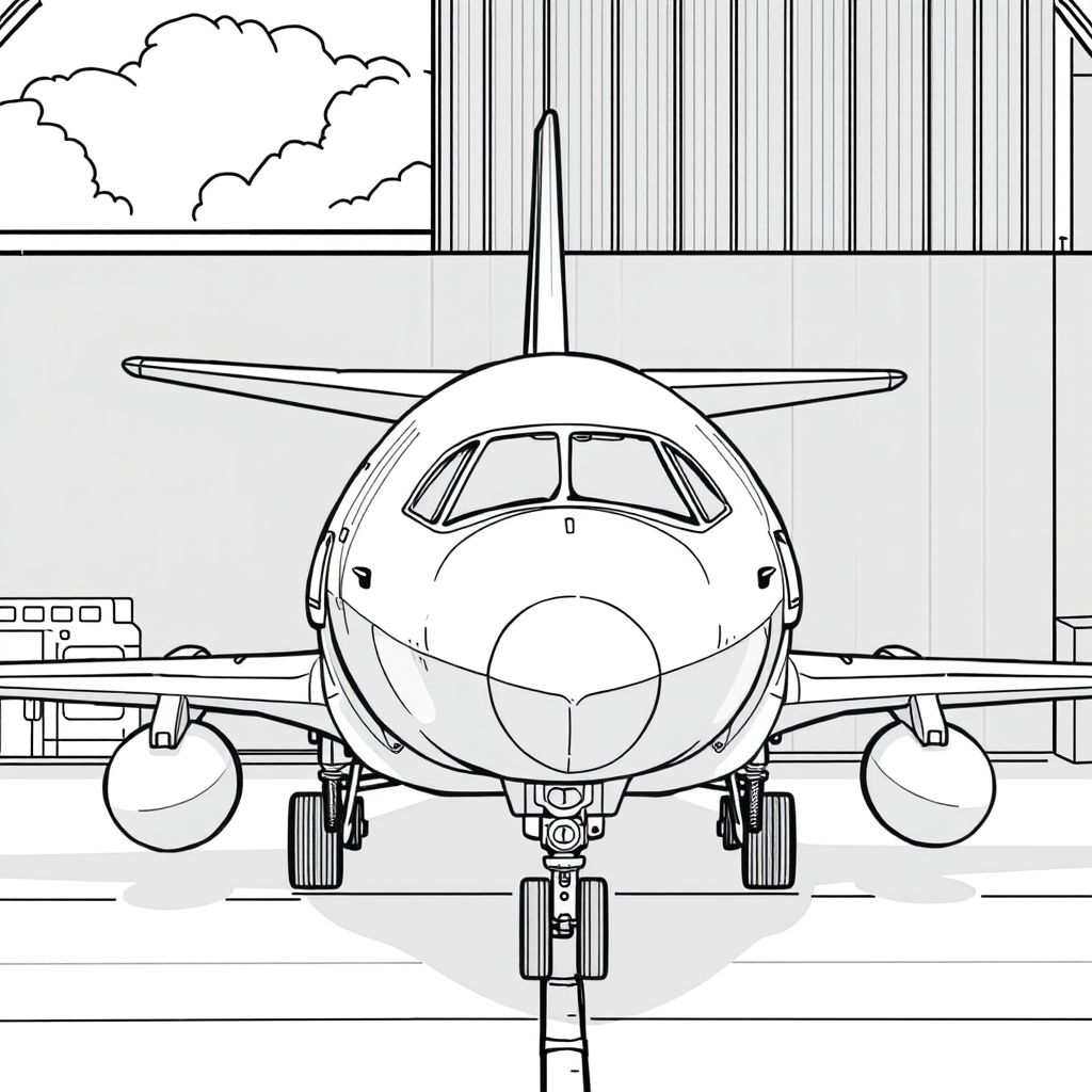 Avião Militar Pousado no Hangar