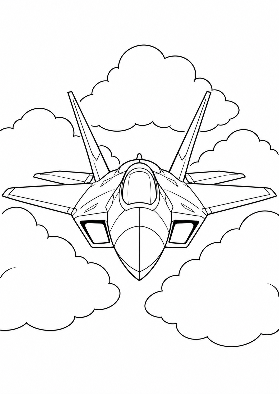 Caça a Jato Voando entre Nuvens