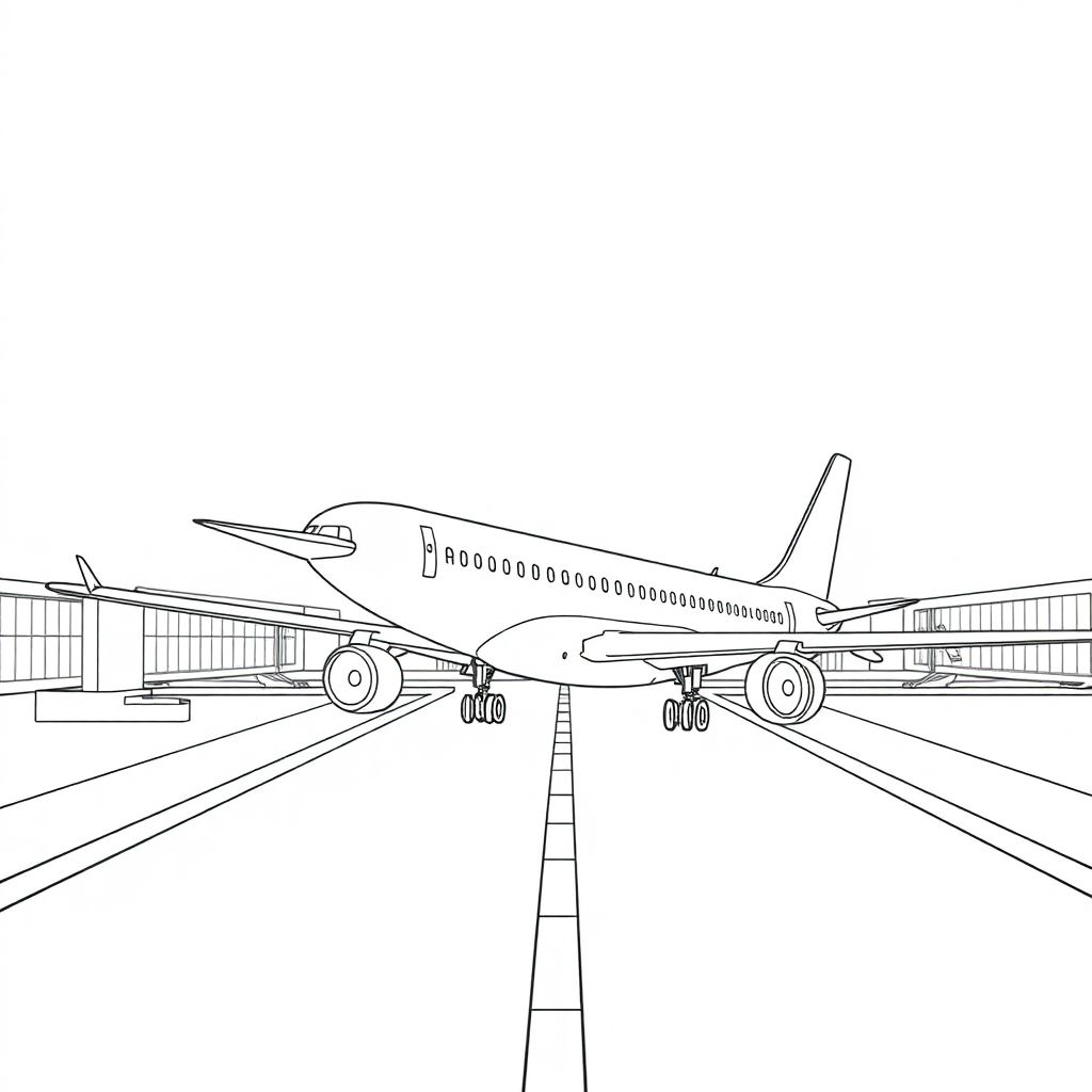 Aeroporto com Pista e Avião Decolando