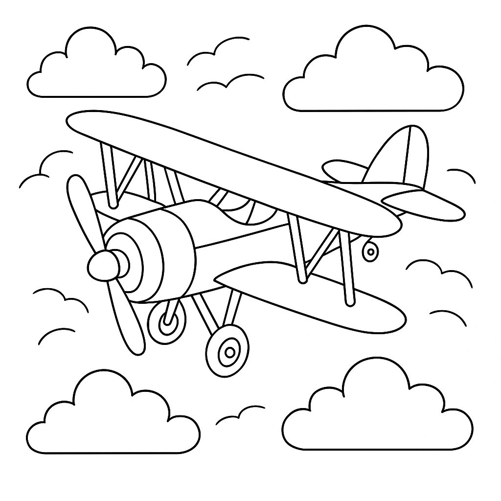 Avião Biplano Clássico de Hélice