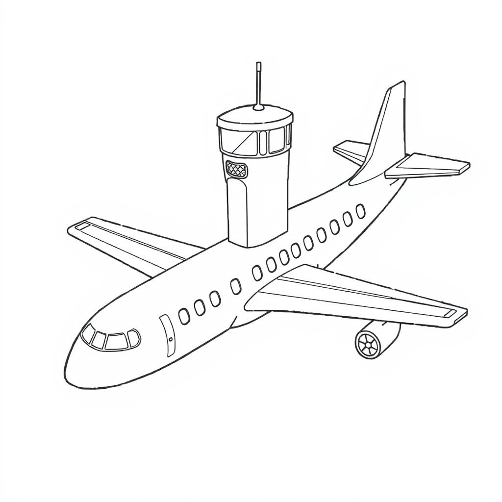 Avião com Torre de Controle ao Fundo