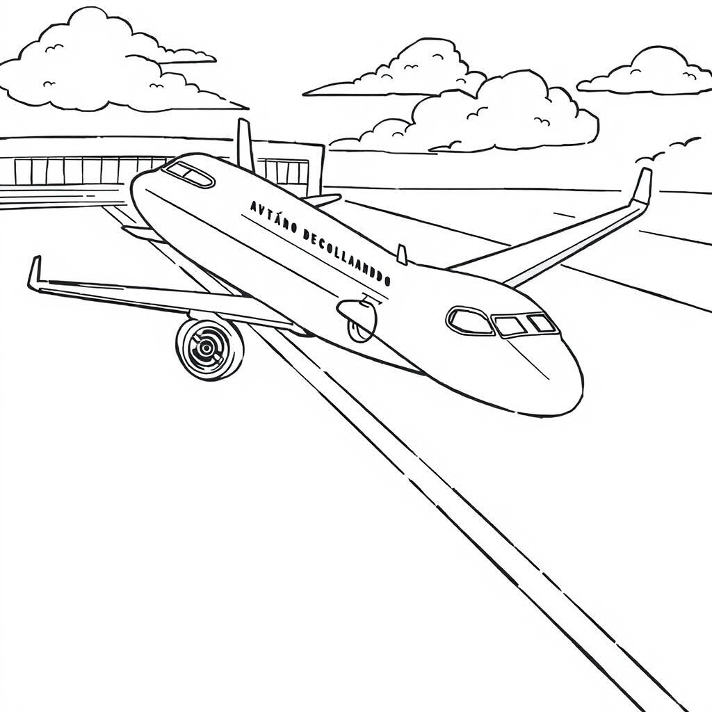Avião Decolando na Pista do Aeroporto
