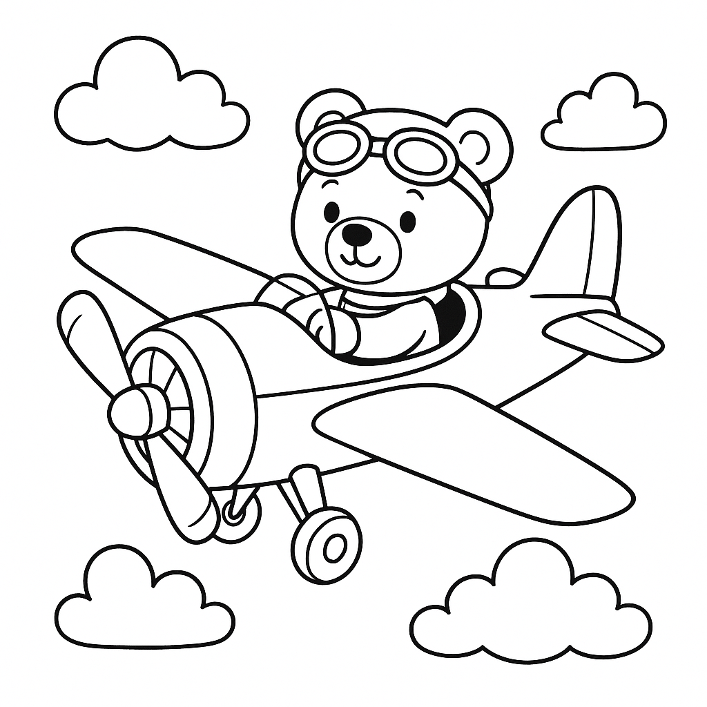 Avião Monoplano com Piloto Ursinho