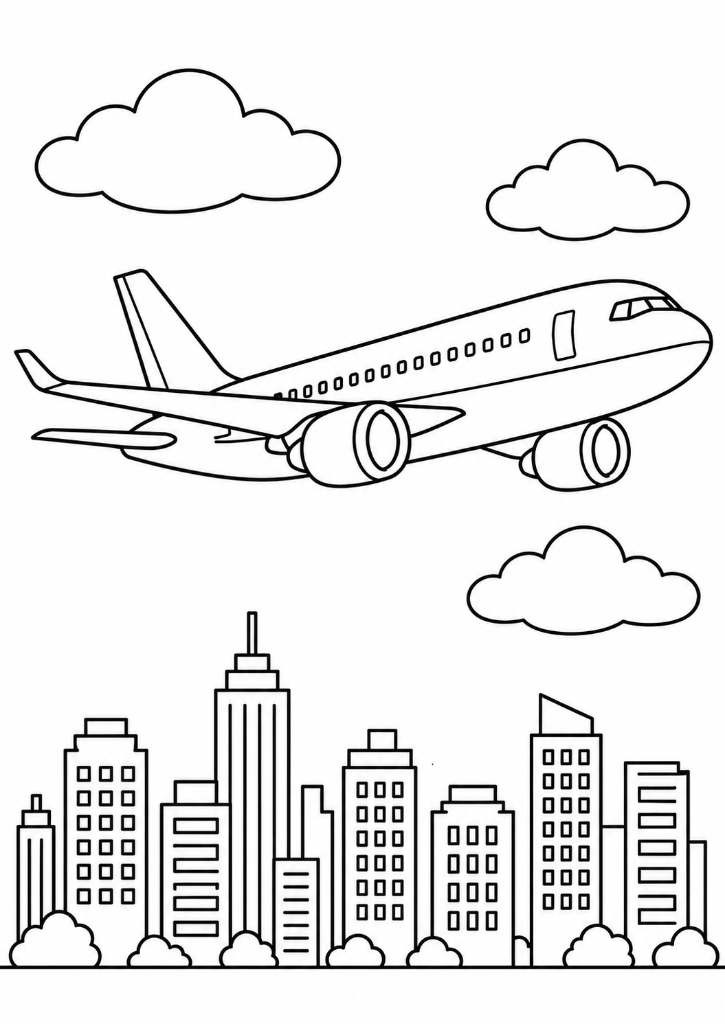 Avião Sobrevoando uma Cidade