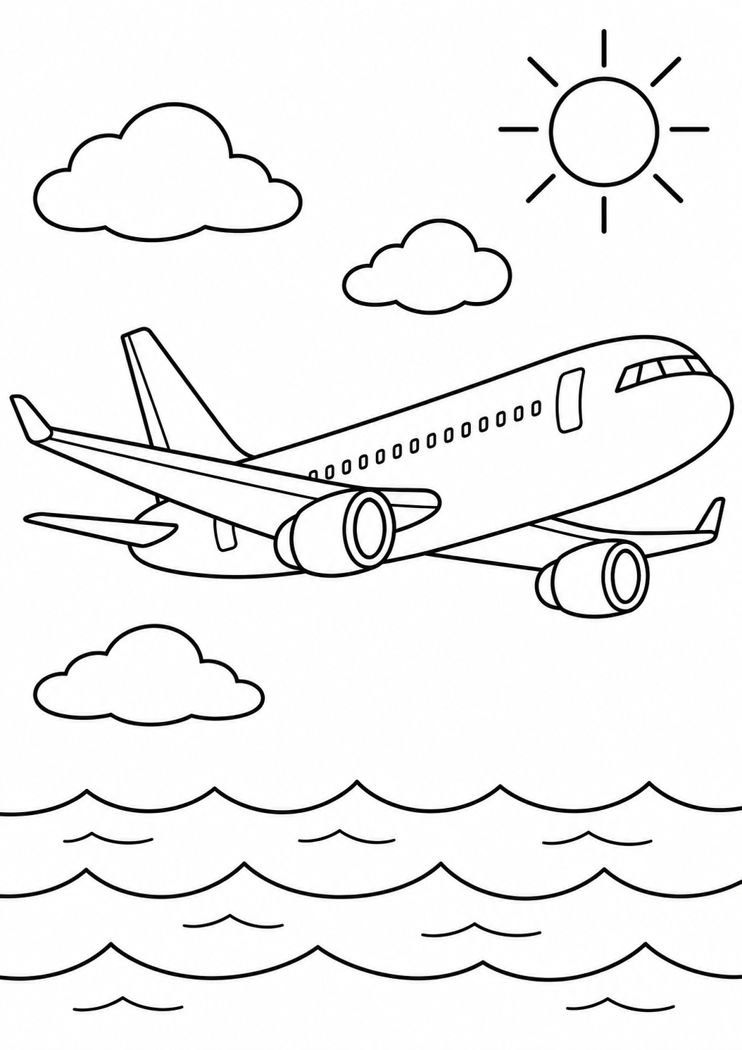Avião Voando Sobre o Oceano