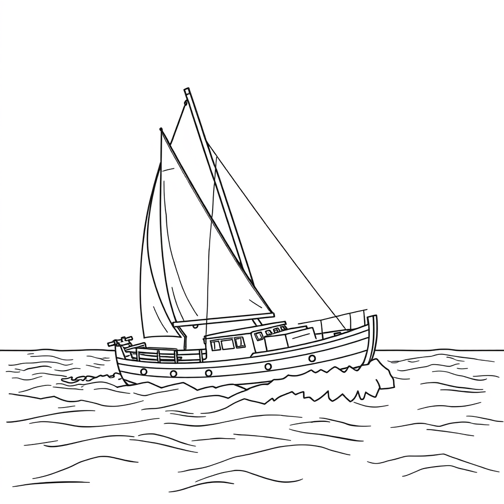 Barco a Vela Navegando no Mar