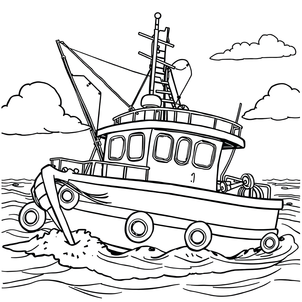 Barco de Pesca com Redes