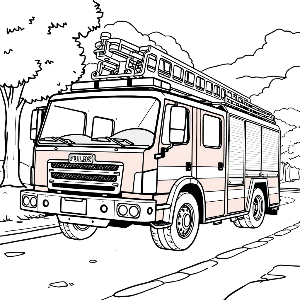 Caminhão de Bombeiros com Grande Escada