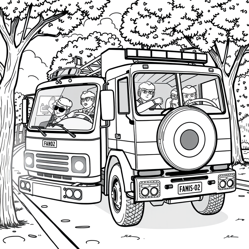 Caminhão de Bombeiros em Dia de Treinamento