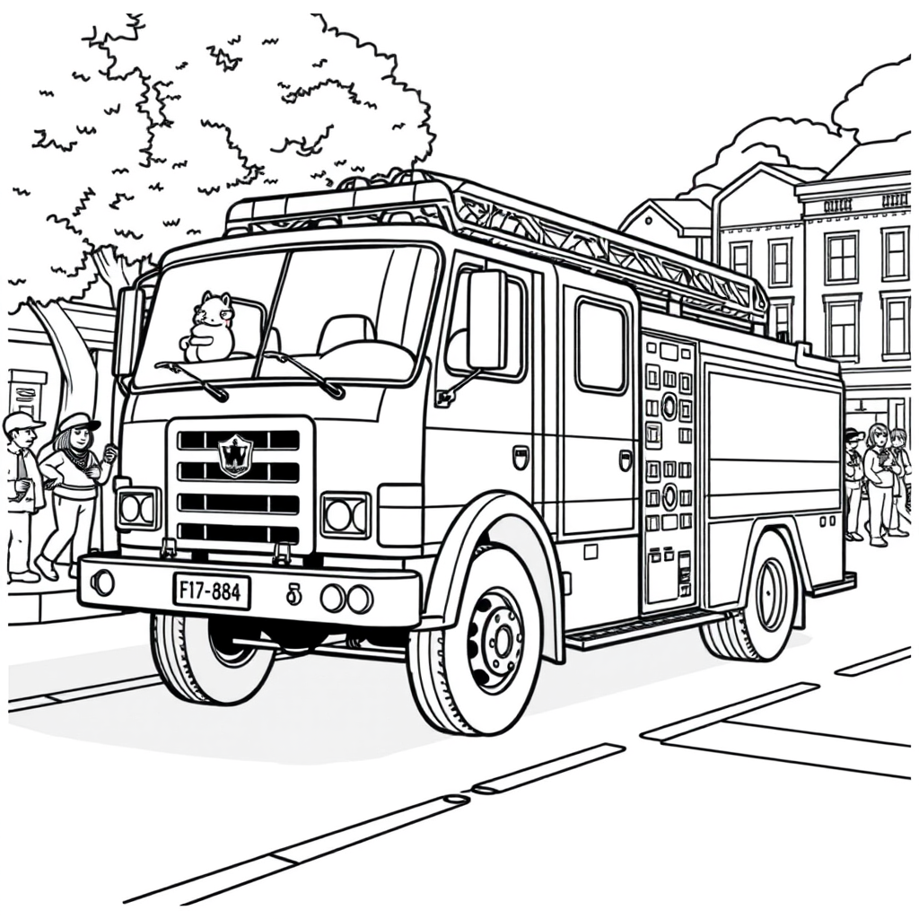 Caminhão de Bombeiros em uma Praça