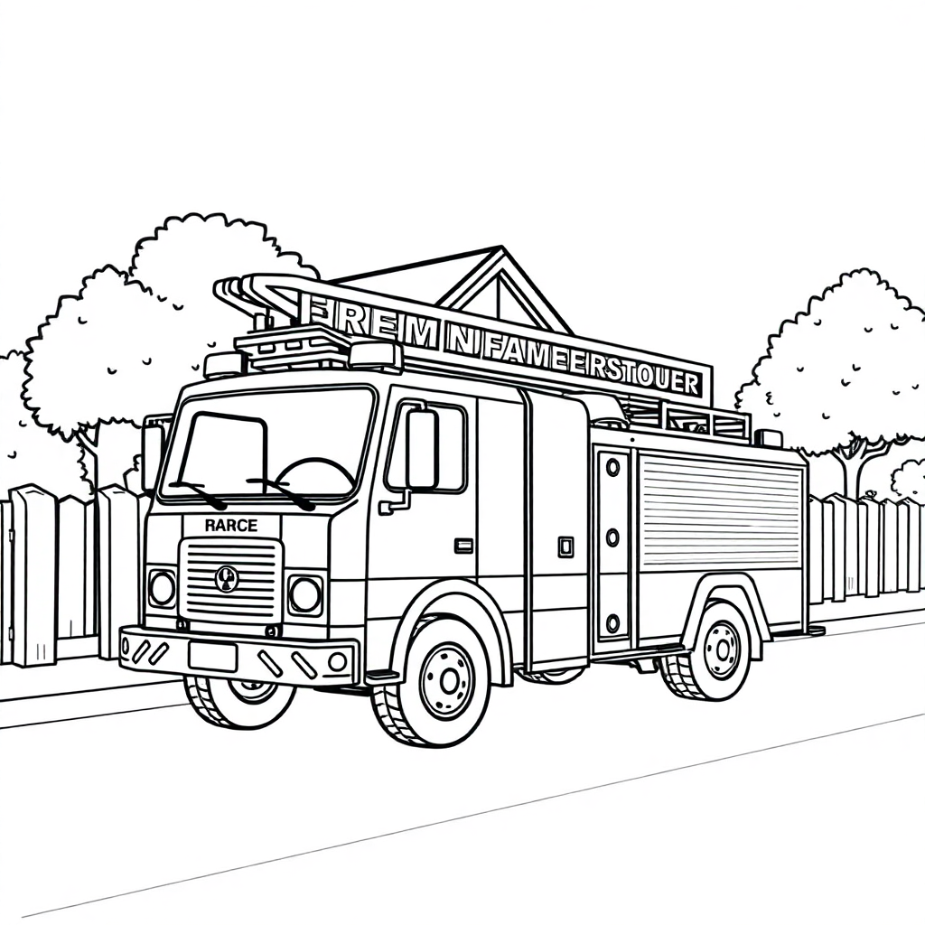 Caminhão de Bombeiros Perto de uma Casa