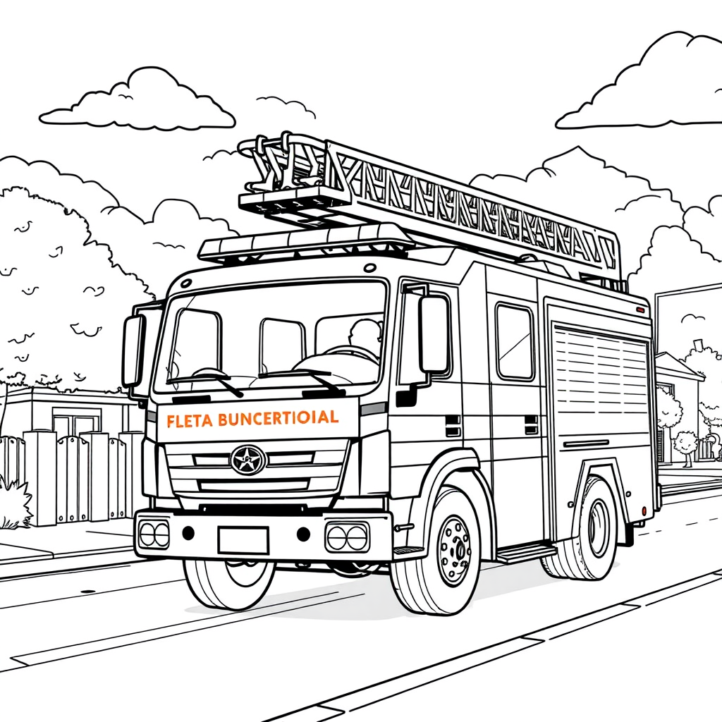 Caminhão de Bombeiros Perto de uma Escola