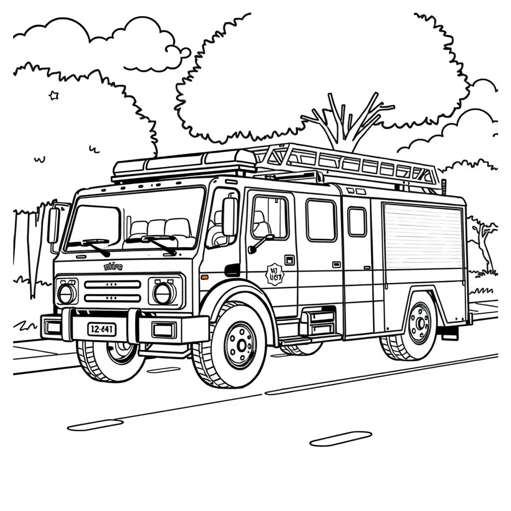 Caminhão de Bombeiros Saindo do Quartel