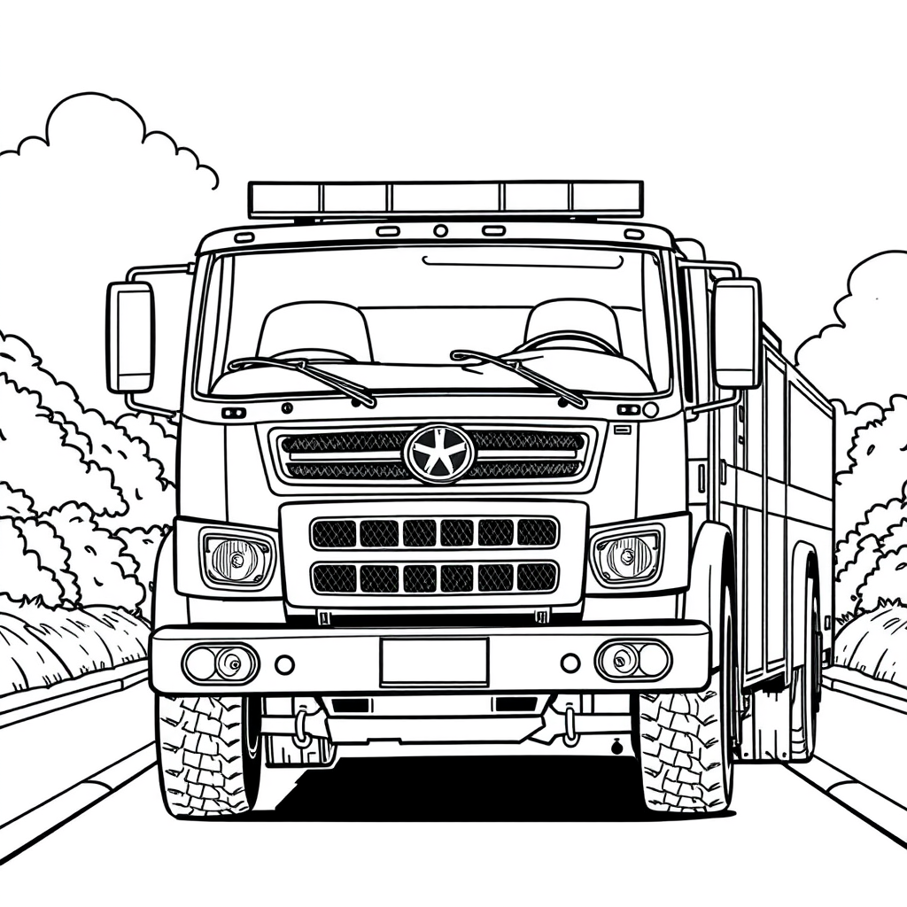 Caminhão de Bombeiros Visto de Frente