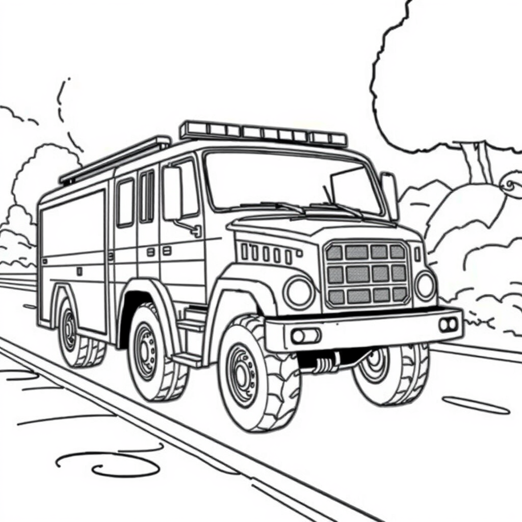 Equipe de Bombeiros com seu Caminhão
