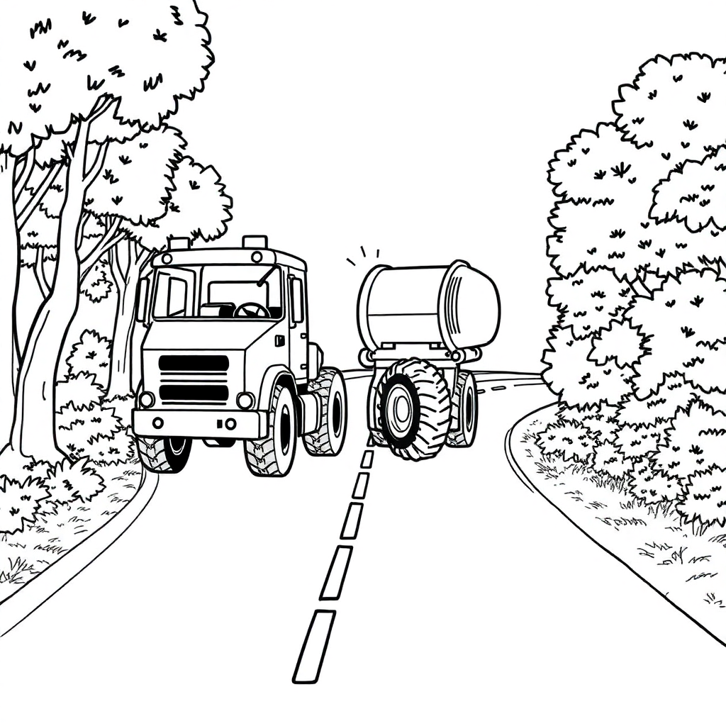 Caminhão com Carreta em uma Rodovia