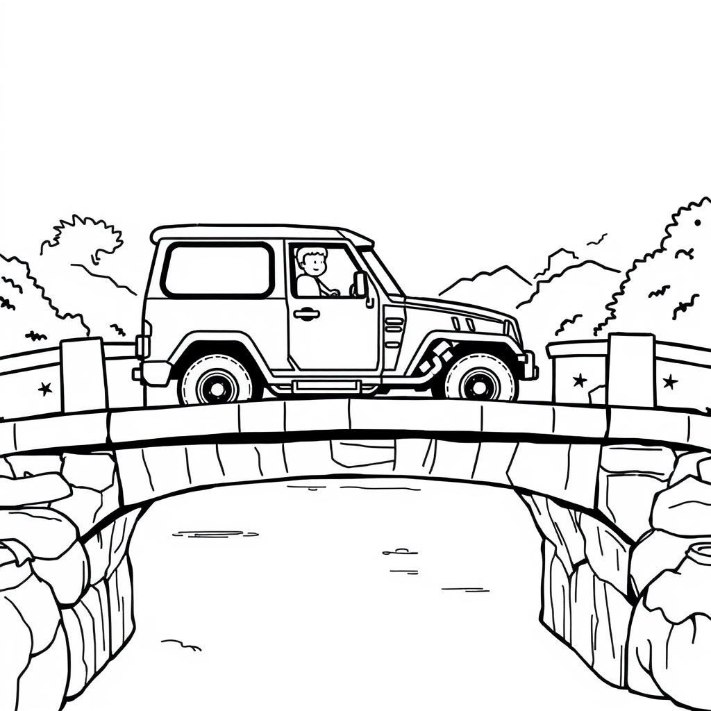 Caminhão Passando por uma Ponte