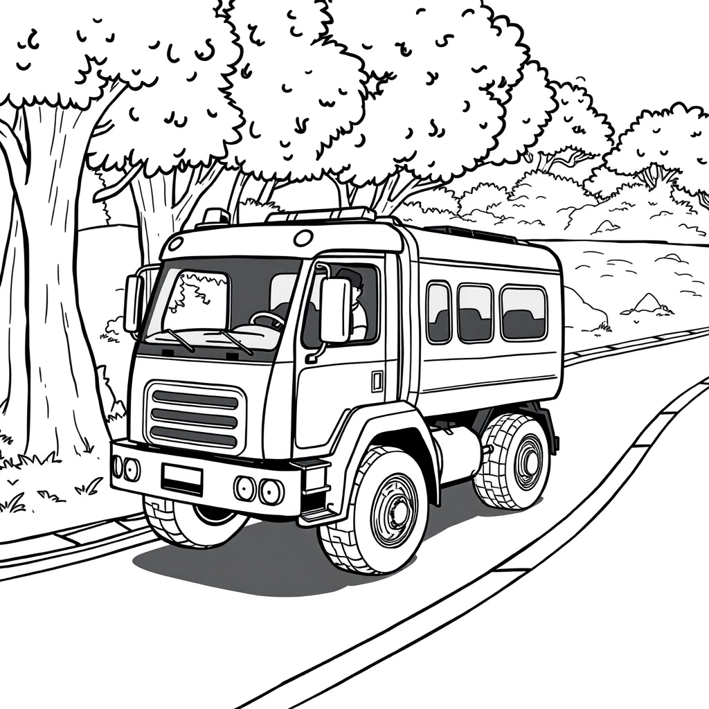 Caminhão Rodoviário em uma Curva