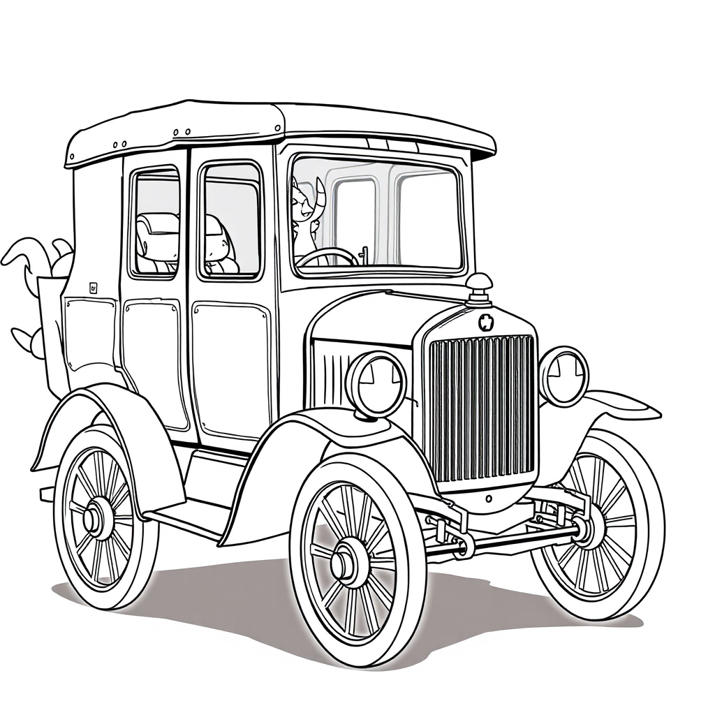 Carro Antigo com Mala no Bagageiro