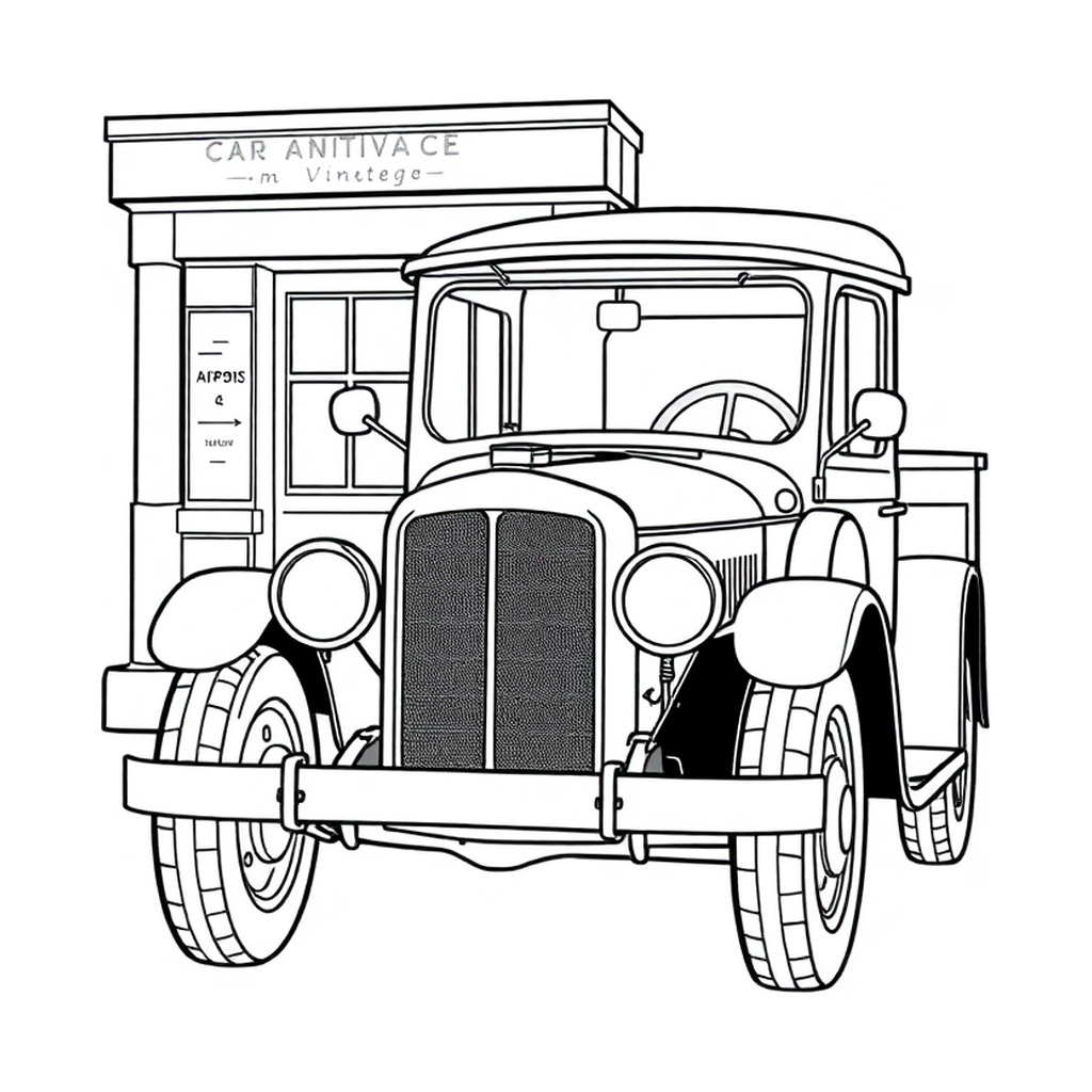 Carro Antigo em Frente a um Posto Vintage