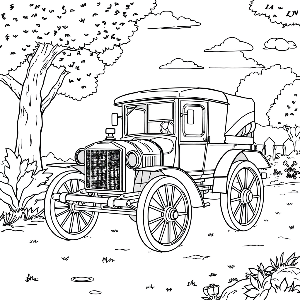 Carro Antigo em um Piquenique