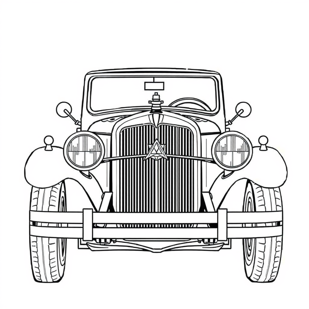 Carro Clássico com Faróis Redondos